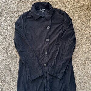 Eileen Fisher Black Asymmetrical Avantgarde Jacket Size Small Black